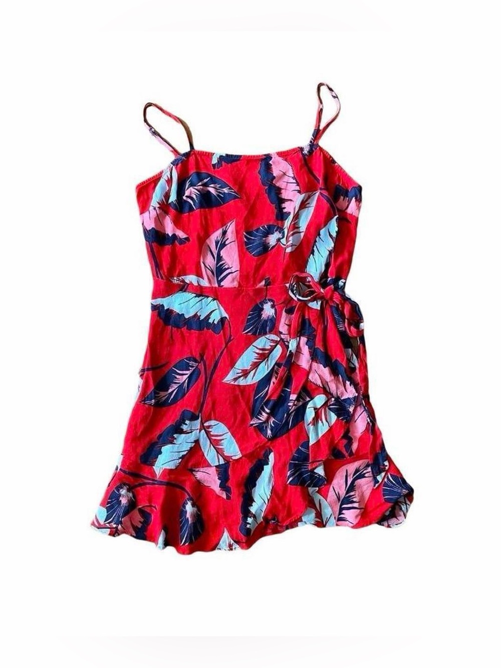 Express Red Floral Wrap Mini Dress - Size M